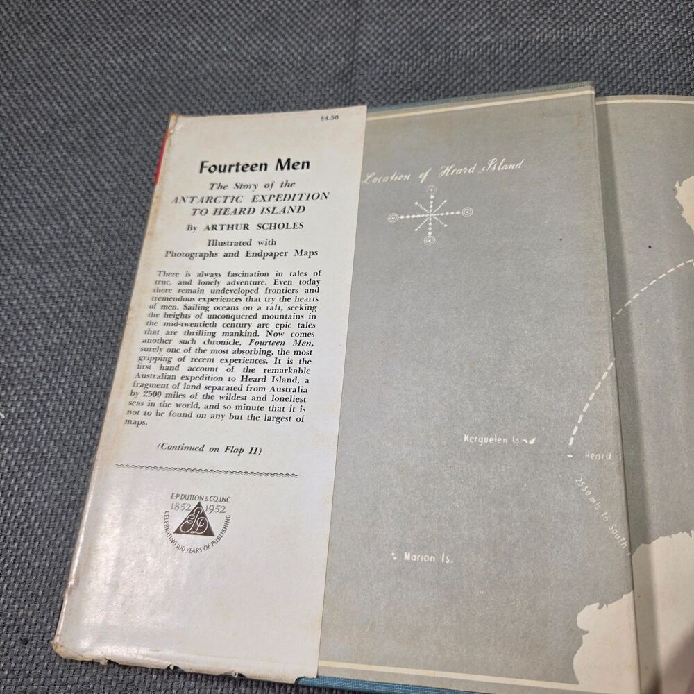 1952 Fourteen Men 1st Ed Dust Jacket Antarctic Expedition Heard Island